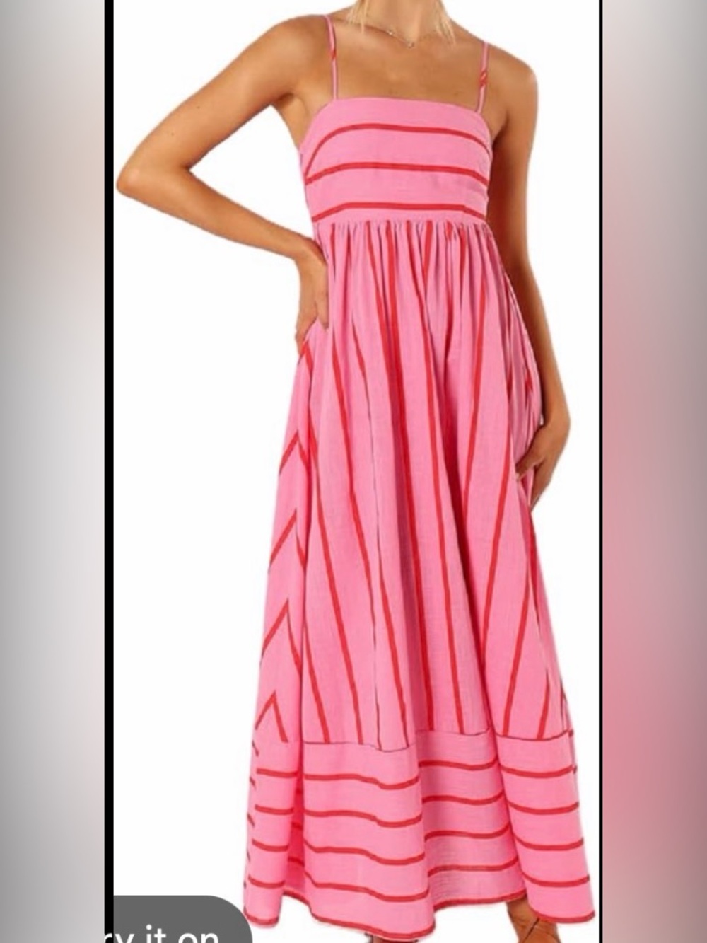 🩷 Coral Striped Maxi Sundress size small